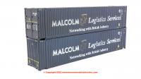 4F-028-004 Dapol 45ft High Cube Container Twin Pack - Malcolm Logistics with weathered finish